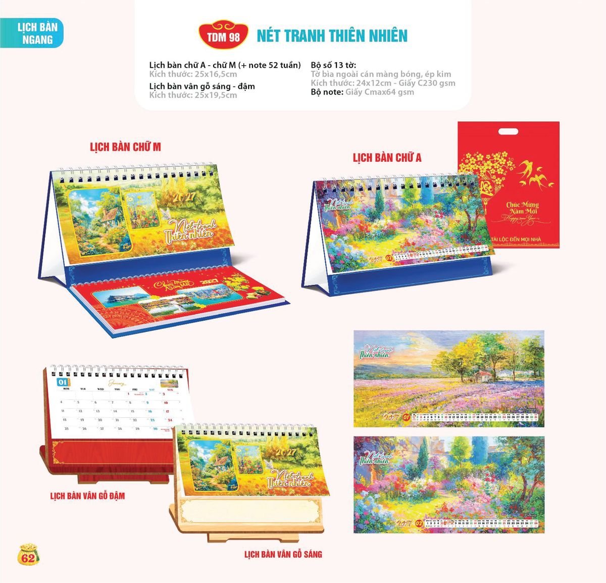 Lịch Bloc Siêu Cực Đại 2027 TDM59 Bộ Quà Tặng Doanh Nghiệp Thủy Tinh & Lịch