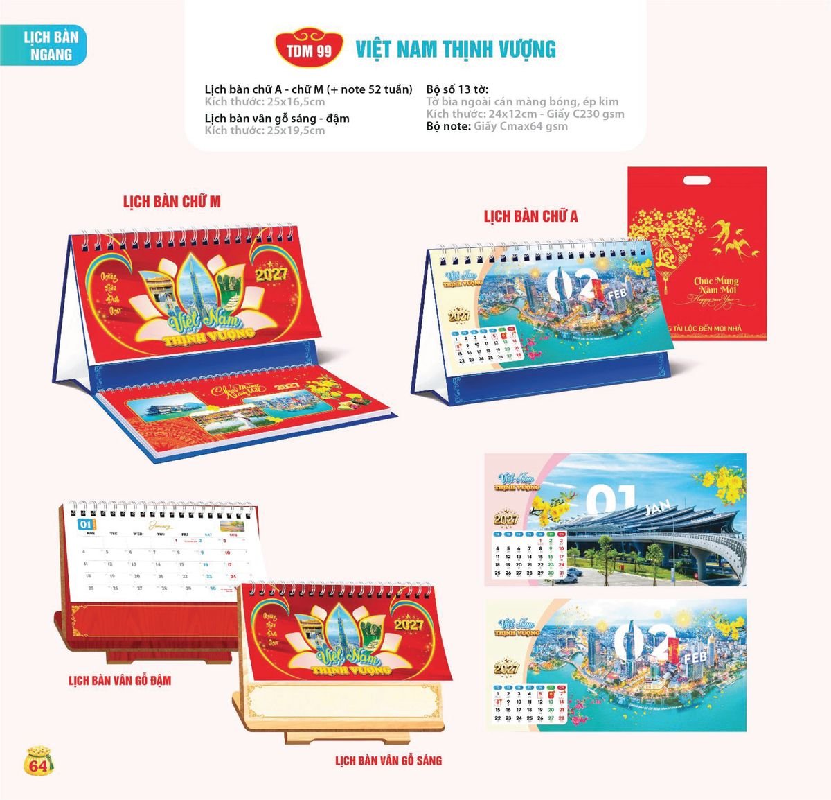 Lịch Bloc Siêu Cực Đại 2027 TDM61 Bộ Quà Tặng Doanh Nghiệp Thủy Tinh & Lịch