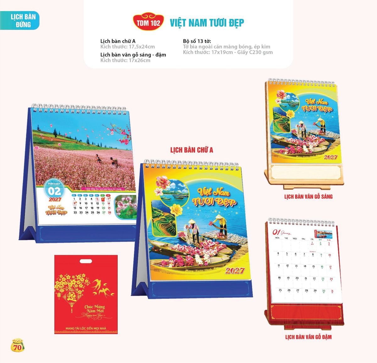 Lịch Bloc Siêu Cực Đại 2027 TDM67 Bộ Quà Tặng Doanh Nghiệp Thủy Tinh & Lịch
