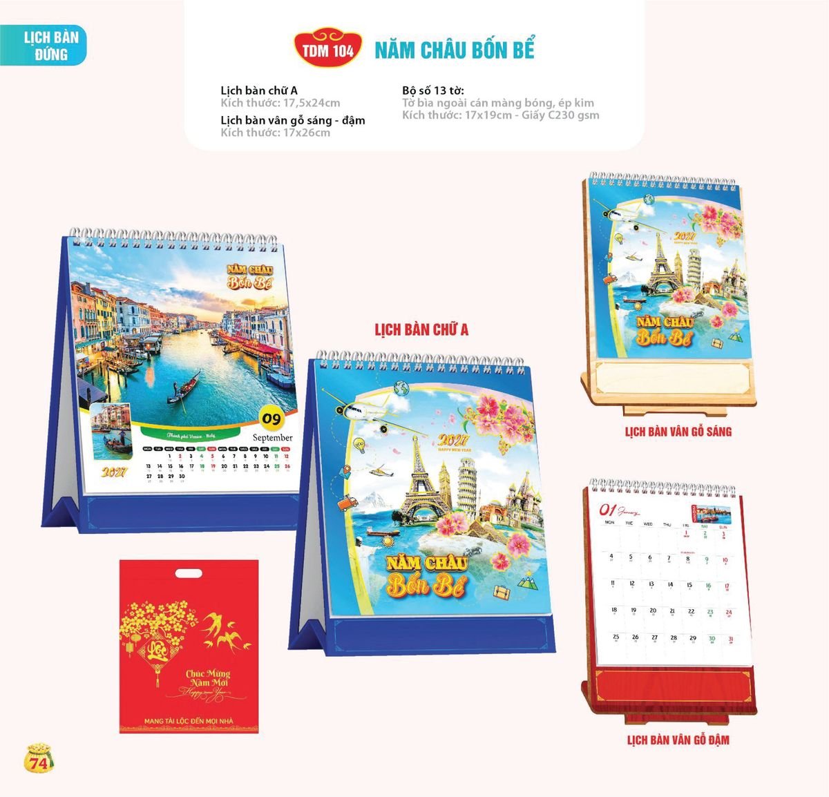 Lịch Bloc Siêu Cực Đại 2027 TDM71 Bộ Quà Tặng Doanh Nghiệp Thủy Tinh & Lịch