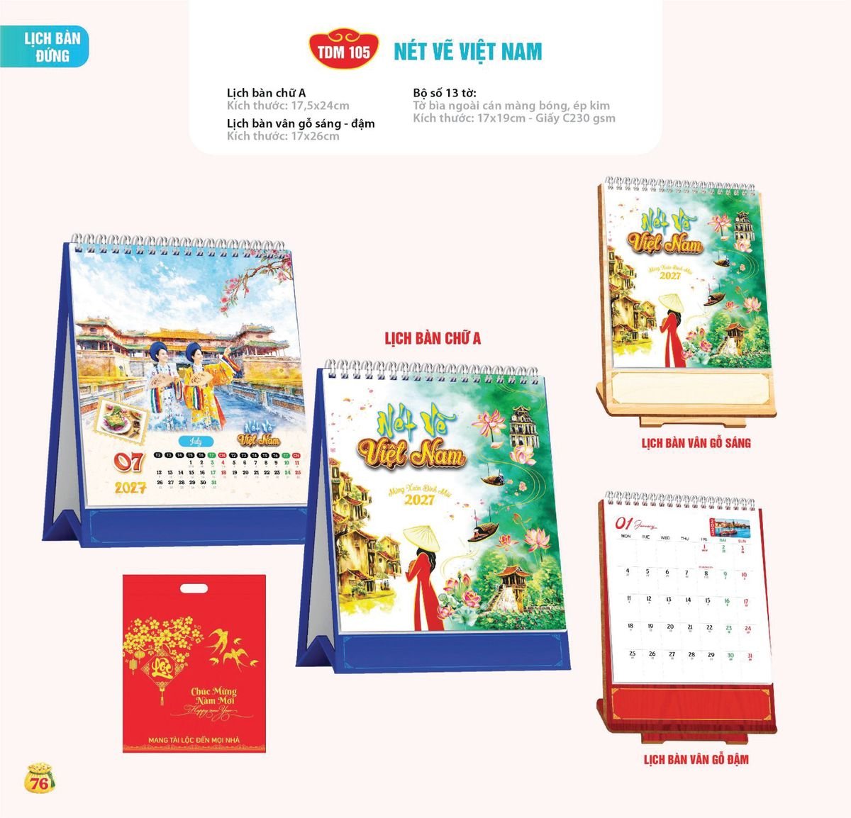 Lịch Bloc Siêu Cực Đại 2027 TDM73 Bộ Quà Tặng Doanh Nghiệp Thủy Tinh & Lịch