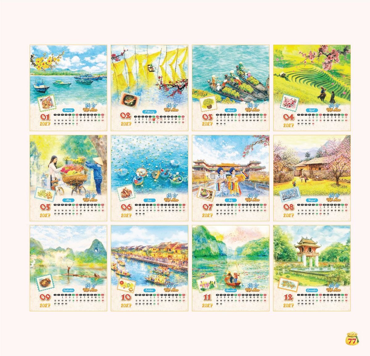 Lịch Bloc Siêu Cực Đại 2027 TDM74 Bộ Quà Tặng Doanh Nghiệp Thủy Tinh & Lịch