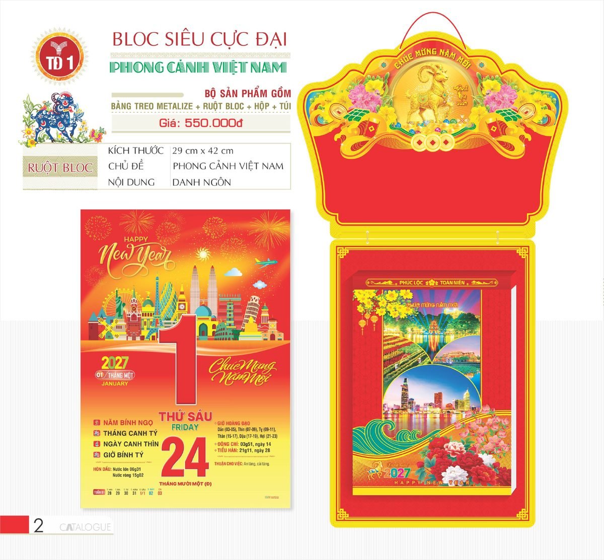 Lịch Bloc Siêu Cực Đại 2027 TD Mẫu TD1 (38 x 53 cm) Bộ Quà Tặng Doanh Nghiệp Thủy Tinh & Lịch Lịch Bloc Siêu Cực Đại 2027 TD Mẫu TD1 (38 x 53 cm) Bộ Quà Tặng Doanh Nghiệp Thủy Tinh & Lịch in logo doanh nghiệp quà tặng Tết tại Quà Tặng Thủy Tinh VN