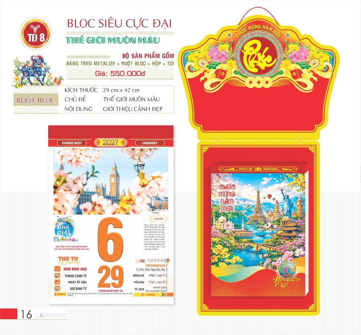 Lịch Bloc Siêu Cực Đại 2027 TD Mẫu TD8 (38 x 53 cm) Bộ Quà Tặng Doanh Nghiệp Thủy Tinh & Lịch Lịch Bloc Siêu Cực Đại 2027 TD Mẫu TD8 (38 x 53 cm) Bộ Quà Tặng Doanh Nghiệp Thủy Tinh & Lịch in logo doanh nghiệp quà tặng Tết tại Quà Tặng Thủy Tinh VN
