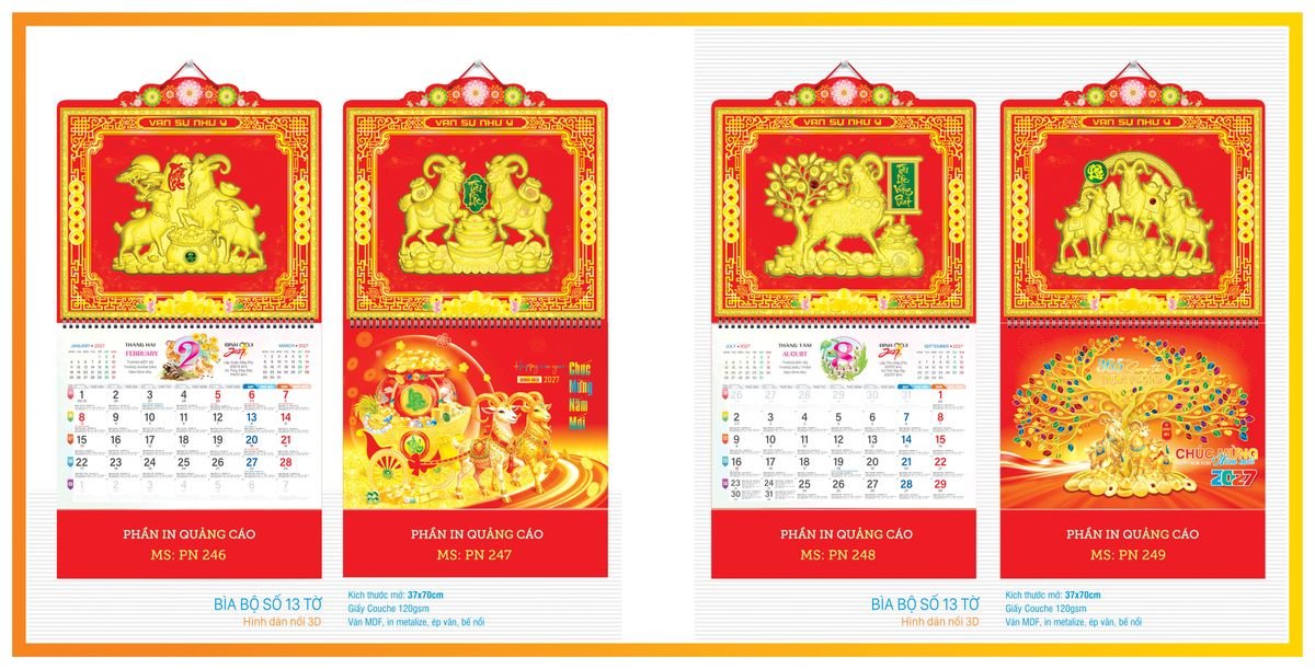 Lịch 13 Tờ TPN13T05 Bộ Quà Tặng Doanh Nghiệp Thủy Tinh & Lịch