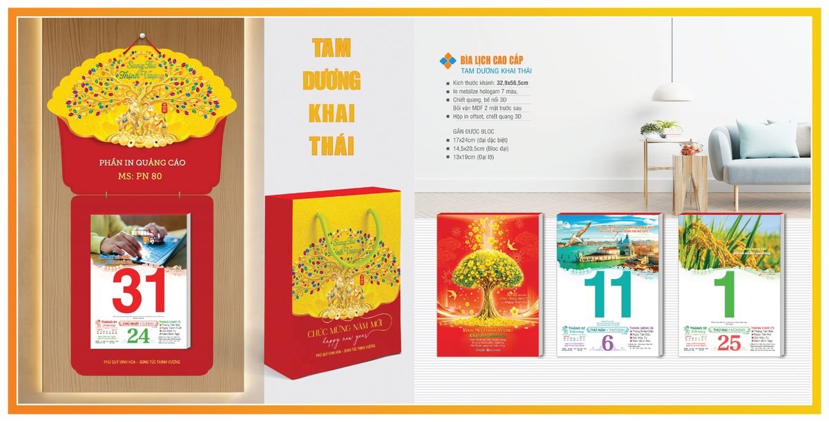 Bìa Lịch Treo Gắn Bloc Tân Phương Nam TPNBIA02 Bộ Quà Tặng Doanh Nghiệp Thủy Tinh & Lịch