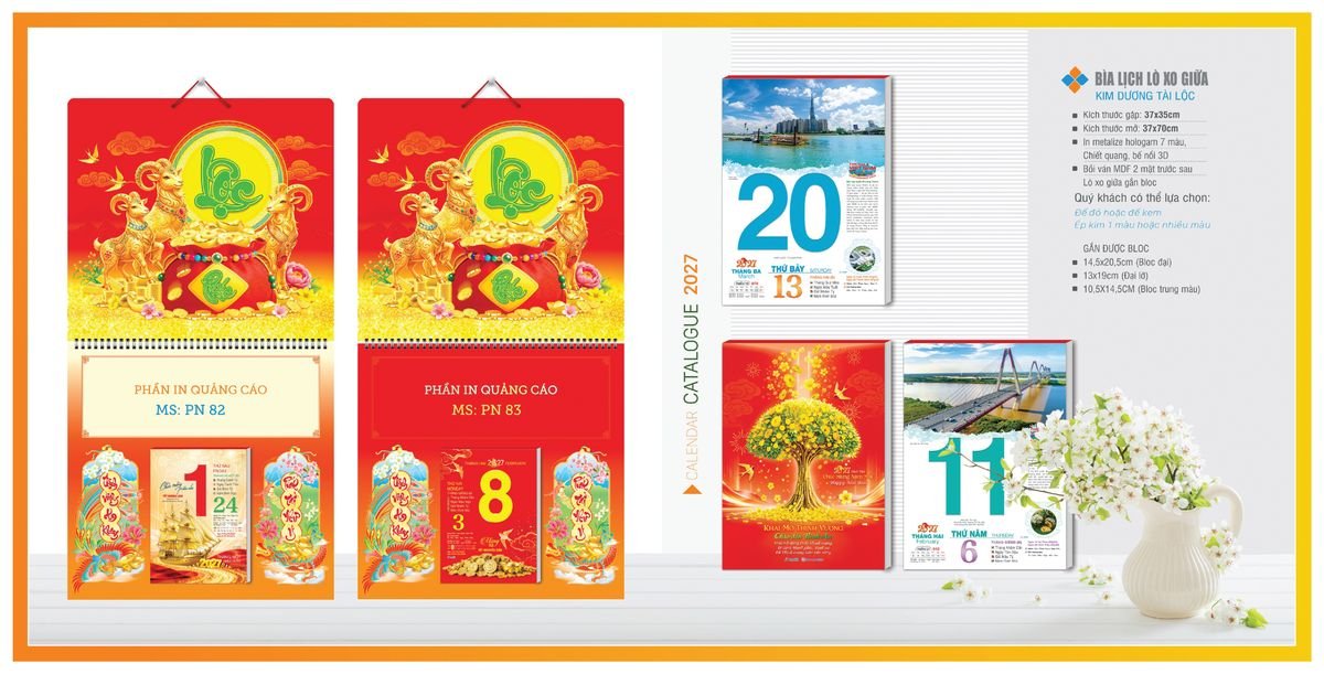 Bìa Lịch Treo Gắn Bloc Tân Phương Nam TPNBIA04 Bộ Quà Tặng Doanh Nghiệp Thủy Tinh & Lịch