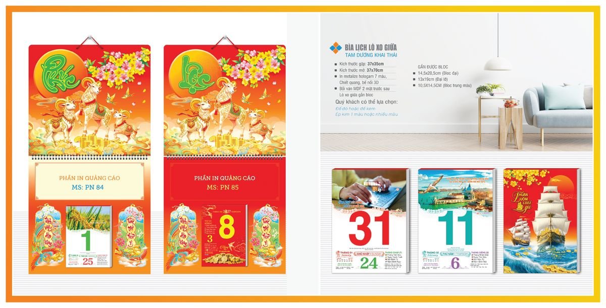 Bìa Lịch Treo Gắn Bloc Tân Phương Nam TPNBIA05 Bộ Quà Tặng Doanh Nghiệp Thủy Tinh & Lịch