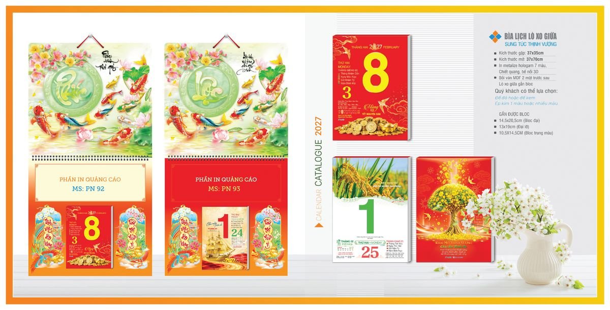 Bìa Lịch Treo Gắn Bloc Tân Phương Nam TPNBIA09 Bộ Quà Tặng Doanh Nghiệp Thủy Tinh & Lịch