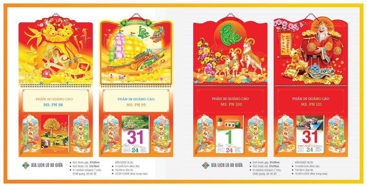 Bìa Lịch Treo Gắn Bloc Tân Phương Nam TPNBIA12 Bộ Quà Tặng Doanh Nghiệp Thủy Tinh & Lịch