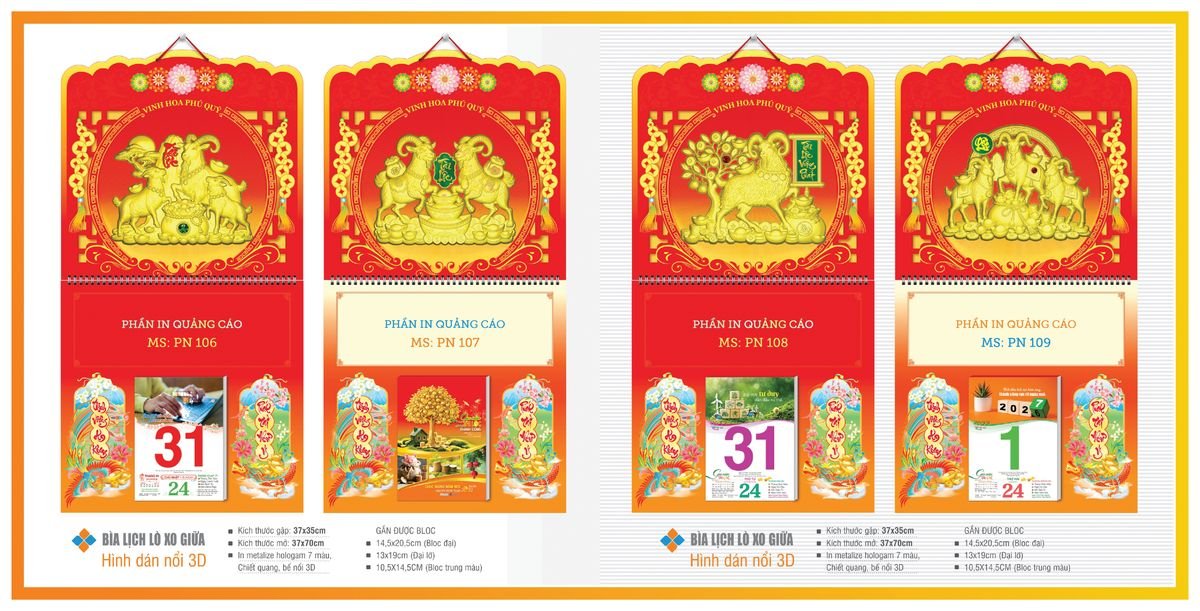 Bìa Lịch Treo Gắn Bloc TPNBIA14 Bộ Quà Tặng Doanh Nghiệp Thủy Tinh & Lịch