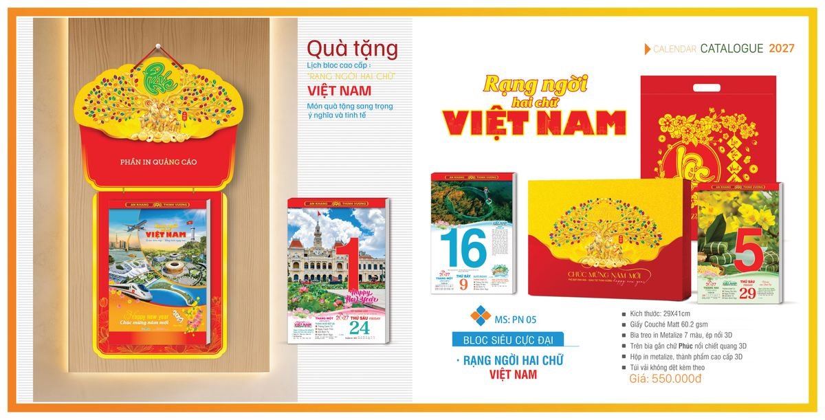 Lịch Bloc TPN 2027 TPNBLOC07 Bộ Quà Tặng Doanh Nghiệp Thủy Tinh & Lịch