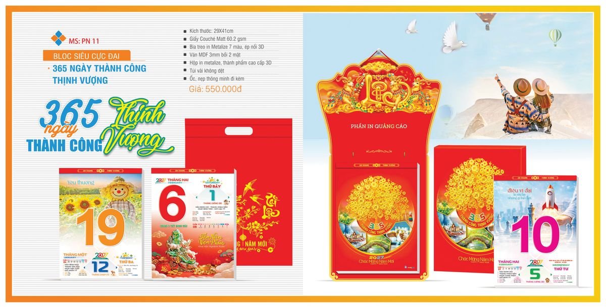 Lịch Bloc Tân Phương Nam 2027 TPNBLOC13 Bộ Quà Tặng Doanh Nghiệp Thủy Tinh & Lịch