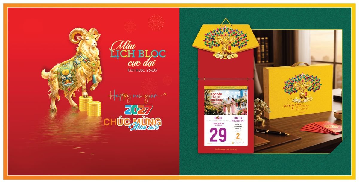 Lịch Bloc Tân Phương Nam 2027 TPNBLOC15 Bộ Quà Tặng Doanh Nghiệp Thủy Tinh & Lịch