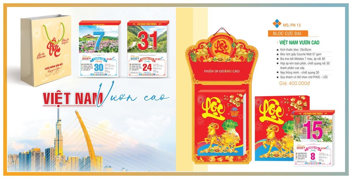 Lịch Bloc TPN 2027 TPNBLOC18 Bộ Quà Tặng Doanh Nghiệp Thủy Tinh & Lịch