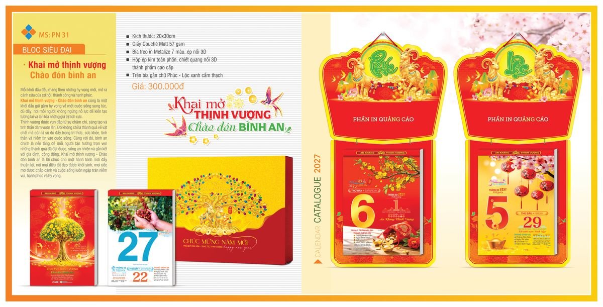 Lịch Bloc Tân Phương Nam 2027 TPNBLOC36 Bộ Quà Tặng Doanh Nghiệp Thủy Tinh & Lịch Lịch Bloc Tân Phương Nam 2027 TPNBLOC36 Bộ Quà Tặng Doanh Nghiệp Thủy Tinh & Lịch