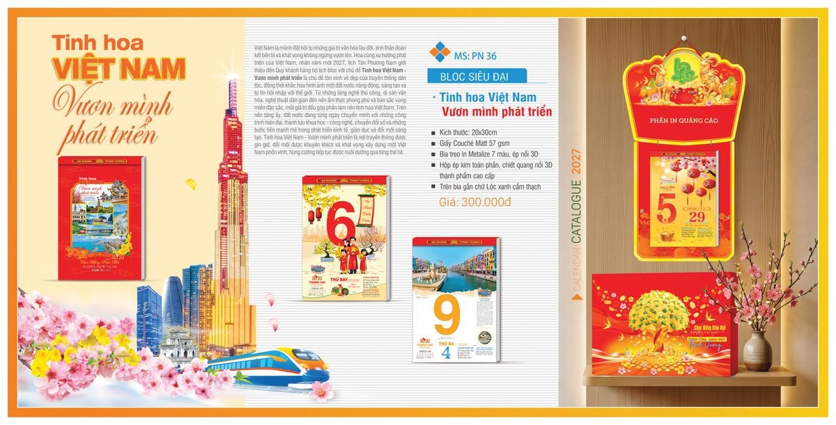 Lịch Bloc Tân Phương Nam 2027 TPNBLOC40 Bộ Quà Tặng Doanh Nghiệp Thủy Tinh & Lịch