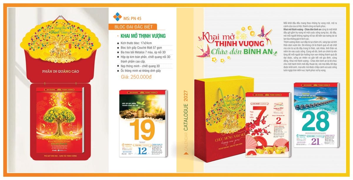 Lịch Bloc TPN 2027 TPNBLOC54 Bộ Quà Tặng Doanh Nghiệp Thủy Tinh & Lịch