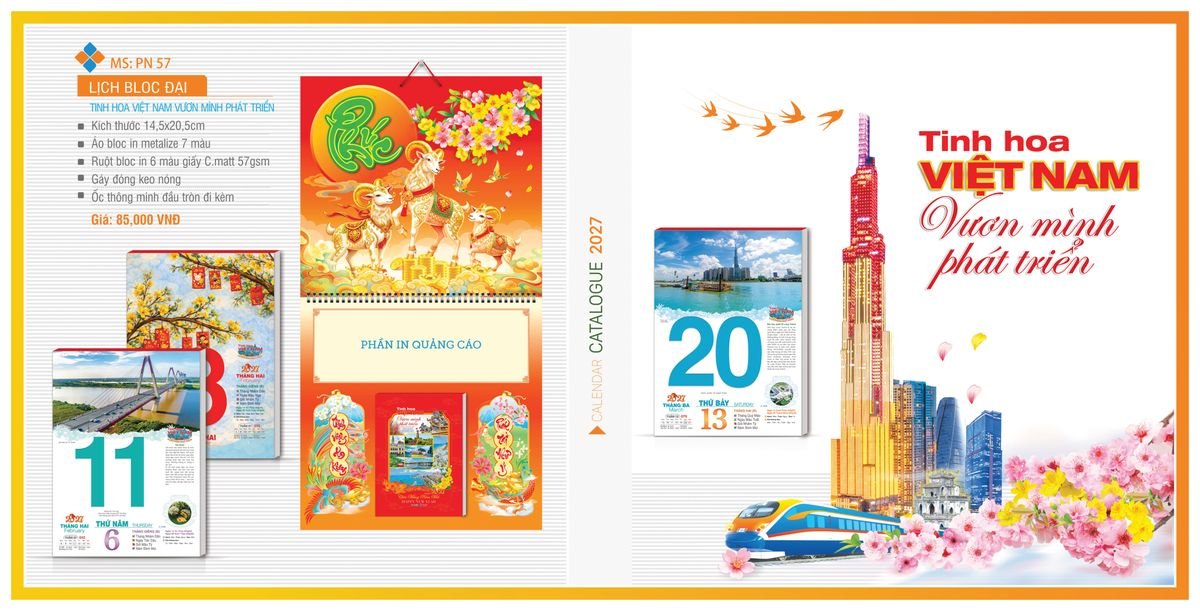 Lịch Bloc TPN 2027 TPNBLOC64 Bộ Quà Tặng Doanh Nghiệp Thủy Tinh & Lịch