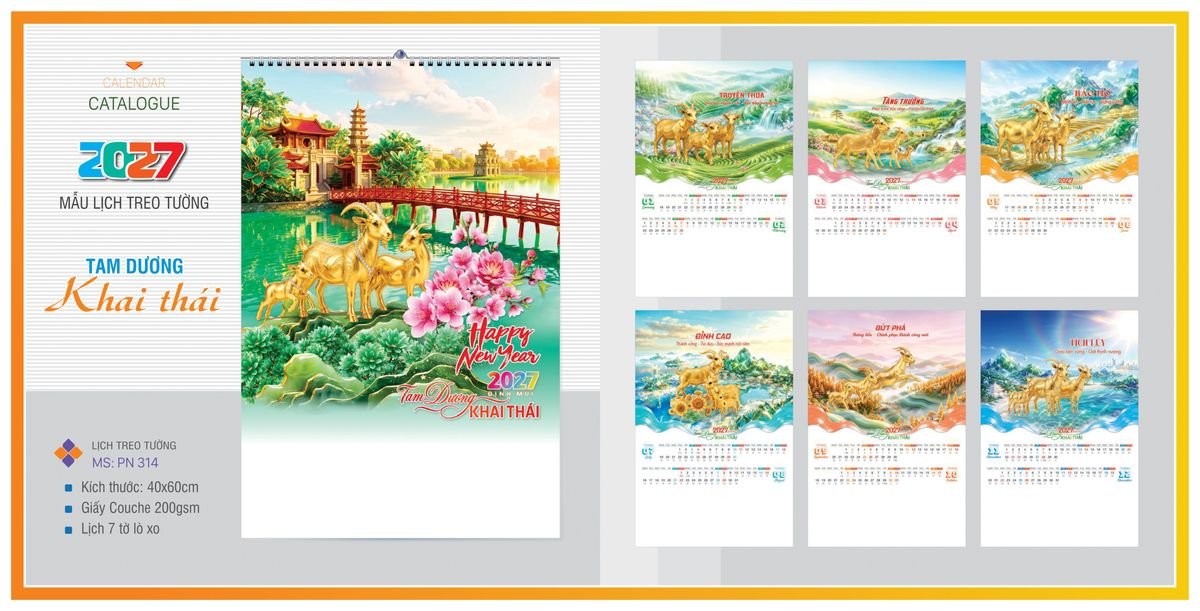 Lịch 7 Tờ Lò Xo TPNLX04 Bộ Quà Tặng Doanh Nghiệp Thủy Tinh & Lịch