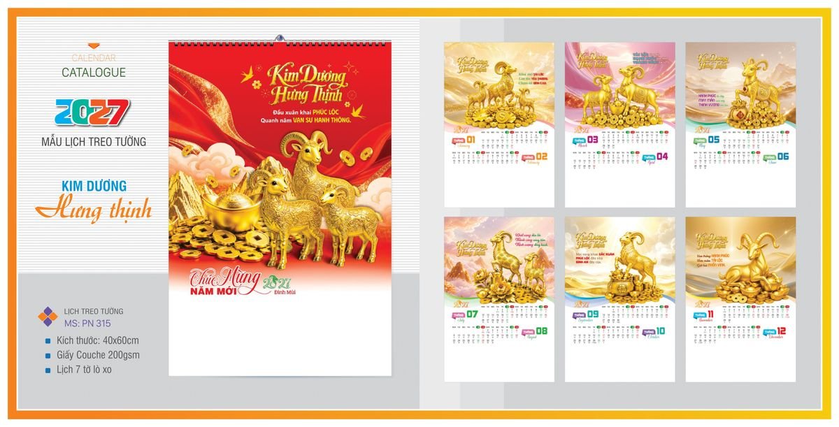 Lịch 7 Tờ Lò Xo TPNLX05 Bộ Quà Tặng Doanh Nghiệp Thủy Tinh & Lịch