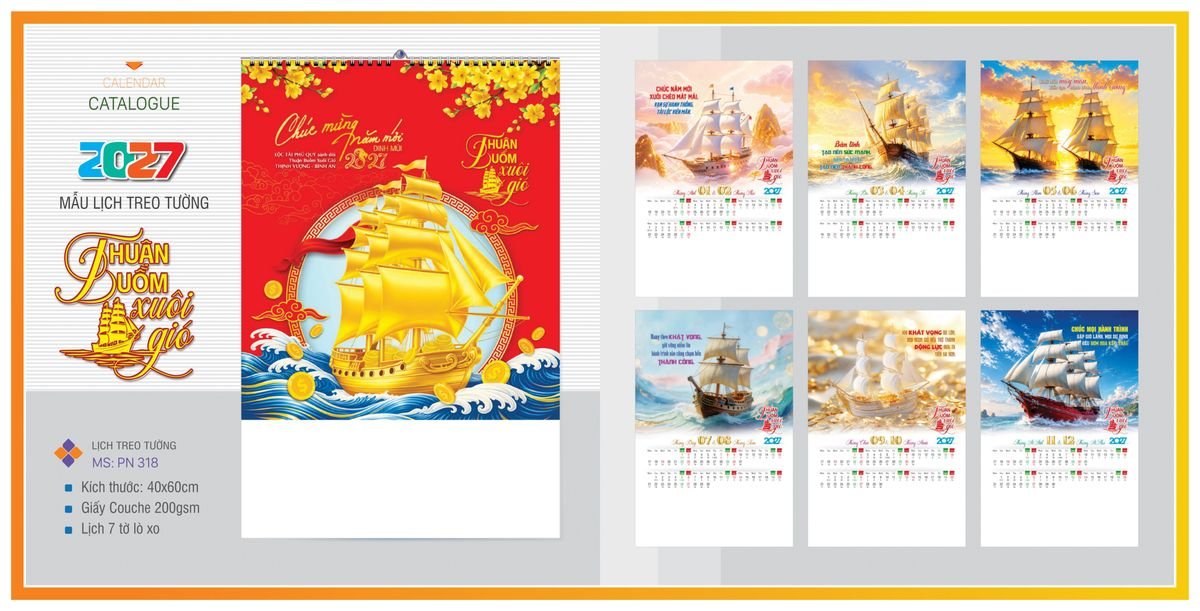 Lịch 7 Tờ Lò Xo TPNLX08 Bộ Quà Tặng Doanh Nghiệp Thủy Tinh & Lịch