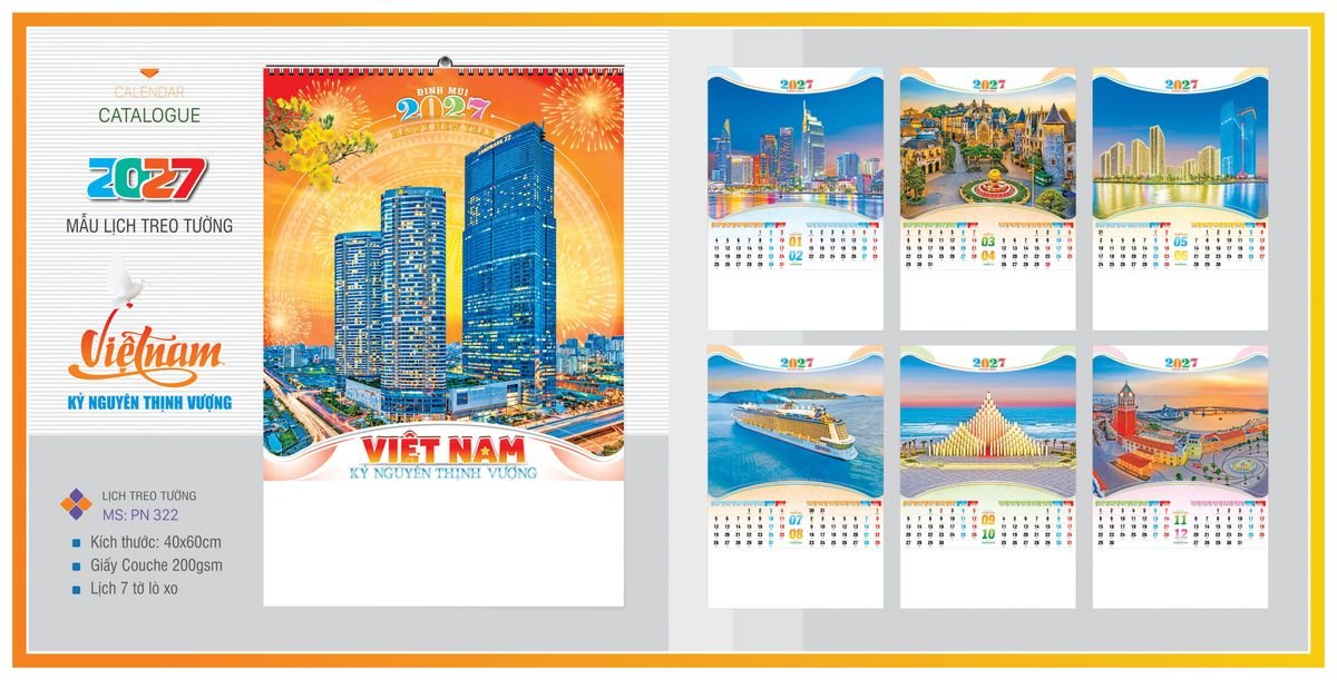 Lịch 7 Tờ Lò Xo TPNLX12 Bộ Quà Tặng Doanh Nghiệp Thủy Tinh & Lịch