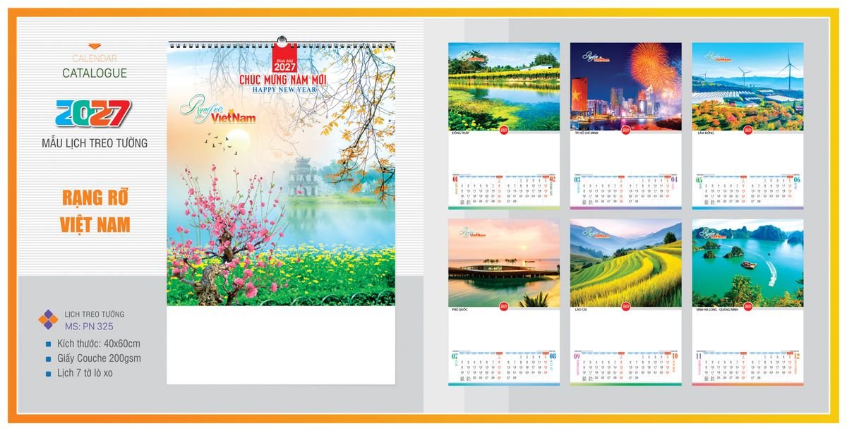 Lịch 7 Tờ Lò Xo TPNLX15 Bộ Quà Tặng Doanh Nghiệp Thủy Tinh & Lịch