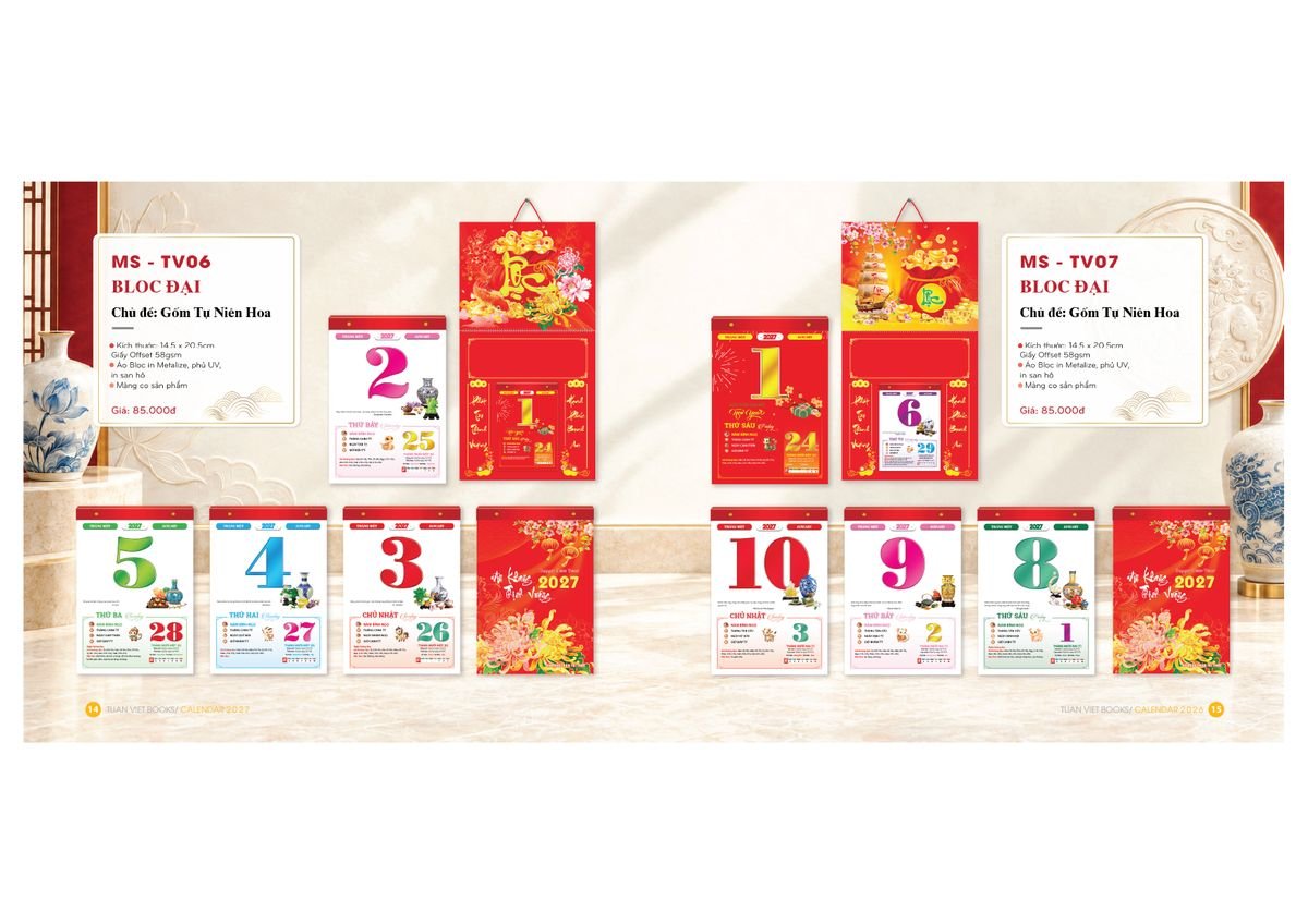 Lịch Bloc Cực Đại 2027 TV06 Bộ Quà Tặng Doanh Nghiệp Thủy Tinh & Lịch