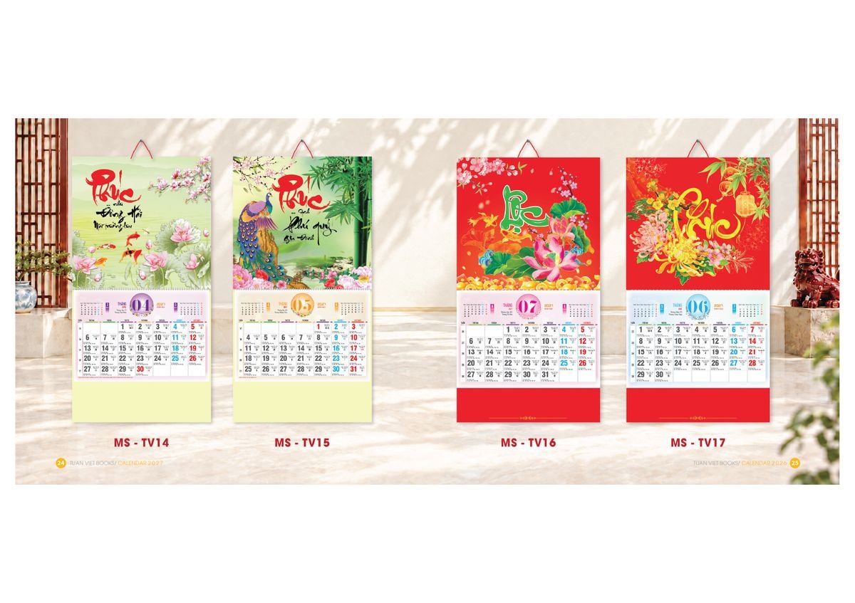 Lịch Bìa Treo Gắn Bloc 2027 Tuấn Việt TV13 Bộ Quà Tặng Doanh Nghiệp Thủy Tinh & Lịch