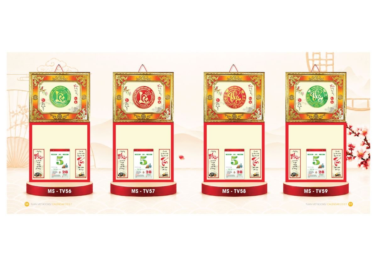 Lịch Để Bàn TV 2027 TV26 Bộ Quà Tặng Doanh Nghiệp Thủy Tinh & Lịch