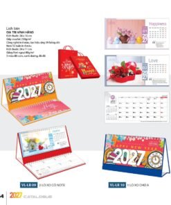 Lịch Bàn Chữ M (Có Note 52 Tuần) 2027 VL Mẫu VLLB09 (24 x 11cm) Bộ Quà Tặng Doanh Nghiệp Thủy Tinh & Lịch in logo doanh nghiệp quà tặng Tết tại Quà Tặng Thủy Tinh VN